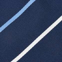 Pre Owned Lanvin Navy Blue Striped Silk Tie