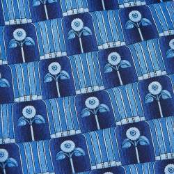 Pre Owned Lanvin Blue Floral Motif Silk Tie