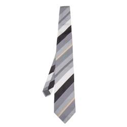 Lanvin Grey Striped Silk Tie
