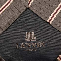 Pre Owned Lanvin Vintage Brown Striped Silk Tie