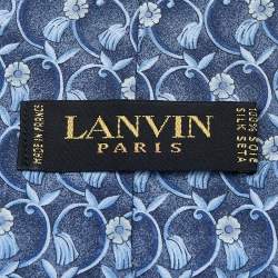 مملوكة مسبقًا ربطة عنق لانفان حرير زرقاء طباعة زهور