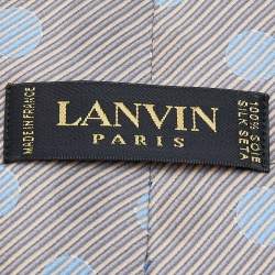 Pre Owned Lanvin Vintage Grey Circle Print Silk Tie