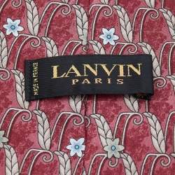 Pre Owned Lanvin Burgundy Floral Print Silk Tie