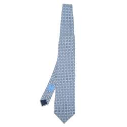 Pre Owned Lanvin Blue Floral Print Silk Tie