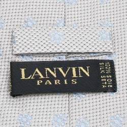 Pre Owned Lanvin Grey Floral Silk Jacquard Tie