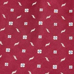 Pre Owned Lanvin Red Floral Pattern Silk Satin Tie