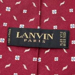 Pre Owned Lanvin Red Floral Pattern Silk Satin Tie