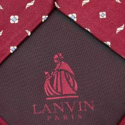 Pre Owned Lanvin Red Floral Pattern Silk Satin Tie