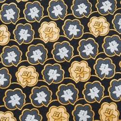 Pre Owned Lanvin Vintage Black Lotus Printed Silk Tie