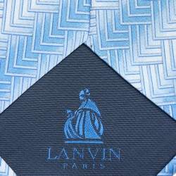 Pre Owned Lanvin Ombre Blue Printed Silk Tie
