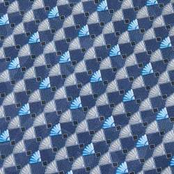 Pre Owned Lanvin Blue Printed Silk Tie