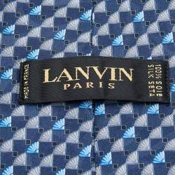 Pre Owned Lanvin Blue Printed Silk Tie