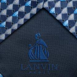 Pre Owned Lanvin Blue Printed Silk Tie