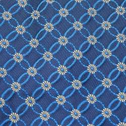Pre Owned Lanvin Navy Blue Floral Silk Jacquard Tie