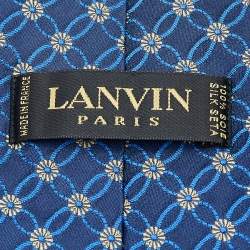 Pre Owned Lanvin Navy Blue Floral Silk Jacquard Tie
