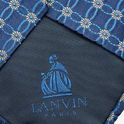 Pre Owned Lanvin Navy Blue Floral Silk Jacquard Tie