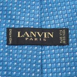 Pre Owned Lanvin Blue Square Patterned Silk Jacquard Tie