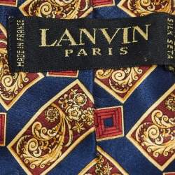 Pre Owned Lanvin Navy Blue Printed Silk Tie