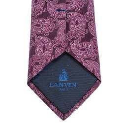 Pre Owned Lanvin Purple Paisley Jacquard Silk Tie
