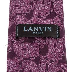 Pre Owned Lanvin Purple Paisley Jacquard Silk Tie