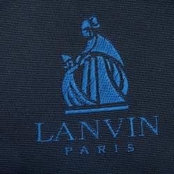 Lanvin Blue & Yellow Broken Stripe Print Silk Tie