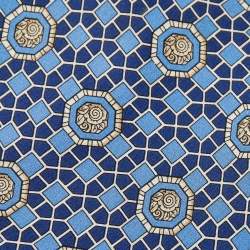 Pre Owned Lanvin Blue Geometric Motif Silk Tie