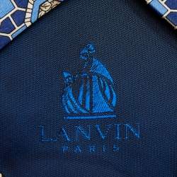 Pre Owned Lanvin Blue Geometric Motif Silk Tie