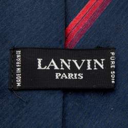 Pre Owned Lanvin Navy Blue Striped Silk Tie