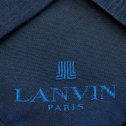 Pre Owned Lanvin Navy Blue Striped Silk Tie