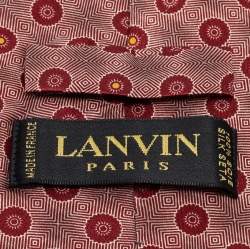 Lanvin Red/Cream Jacquard Silk Tie
