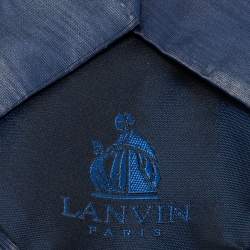 Pre Owned Lanvin Navy Blue Patterned Print Silk Tie