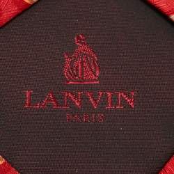 Pre Owned Lanvin Red Printed Silk Tie & Pocket Square