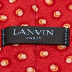Pre Owned Lanvin Red Printed Silk Tie & Pocket Square