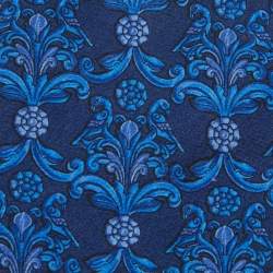 Lanvin Navy Blue Floral Printed Silk Satin Tie