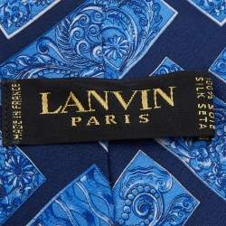 Lanvin Blue Baroque Printed Silk Satin Tie