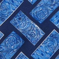 Lanvin Blue Baroque Printed Silk Satin Tie