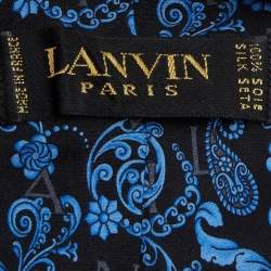 Lanvin Black & Blue Baroque Print Silk Tie