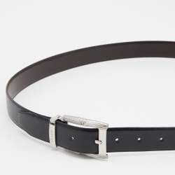 Pre Owned Lanvin Black Leather Buckle Belt 110CM