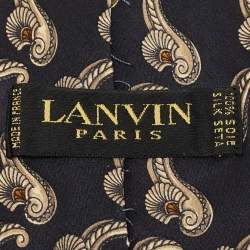 Pre Owned Lanvin Black Printed Silk Tie
