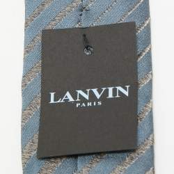 Lanvin Blue Striped Silk Traditional Tie 
