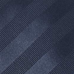 Pre Owned Lanvin Midnight Blue Diagonal Stripe Pattern Silk Tie