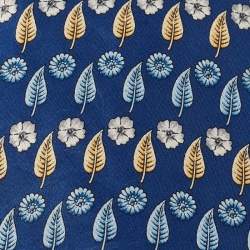 Pre Owned Lanvin Blue Leaf Print Satin Silk Traditional Tie 