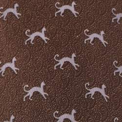 Lanvin Brown Cat Print Satin Silk Traditional Tie 