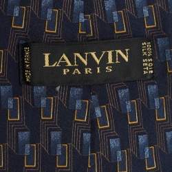 Lanvin Blue Printed Satin Silk Traditional Tie 