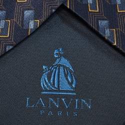 Lanvin Blue Printed Satin Silk Traditional Tie 