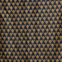 Lanvin Navy Blue Floral Print Satin Silk Pocket Square and Tie 