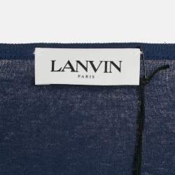 Pre Owned Lanvin Navy Blue Cotton Patch Work T-Shirt L