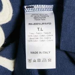 Pre Owned Lanvin Navy Blue Cotton Patch Work T-Shirt L