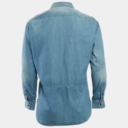 Pre Owned Lanvin Blue Washed Denim Long Sleeve Shirt M