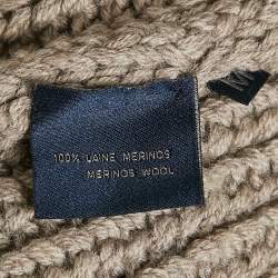 Pre Owned Lanvin Grey Rib Knit Wool Buttoned Cardigan M